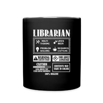 Bibliothekar Bibliothek Bücherwurm mit Talent - Tasse einfarbig - Schwarz - Vorne