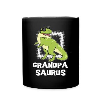 Grandpa Saurier Opa Großvater Dinosaurier T-Rex - Tasse einfarbig - Schwarz - Vorne