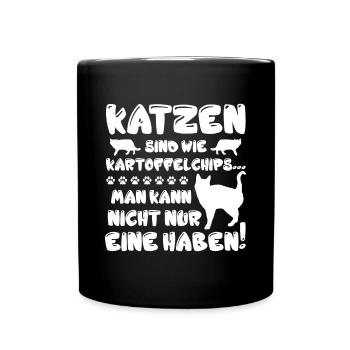 Katzenliebhaber Eine Katze? Unmöglich! Geschenk - Tasse einfarbig - Schwarz - Vorne