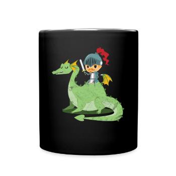 Drache Drachen Ritter Geschenk Kind Sohn Burg - Tasse einfarbig - Schwarz - Vorne