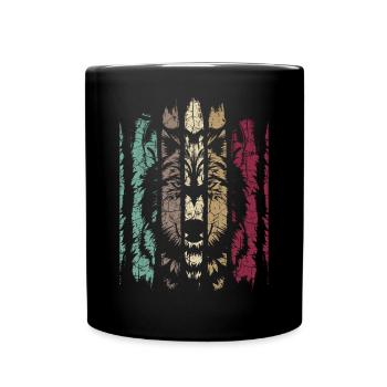 Wolf Wildtier Wölfe Wildnis Retro Vintage Raubtier - Tasse einfarbig - Schwarz - Vorne