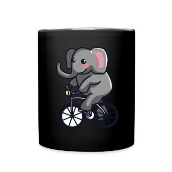 Elephant on bike - Full Colour Mug - black - Front