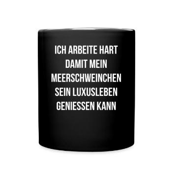 Meerschweine Ich arbeite für Meerschwein Geschenk - Tasse einfarbig - Schwarz - Vorne
