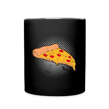 Un morceau de pizza Un cadeau de Noël pour les enfants - Mug uni - noir - Devant