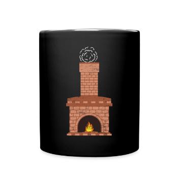 Chimney Fireplace Christmas Ugly Gift - Full Colour Mug - black - Front