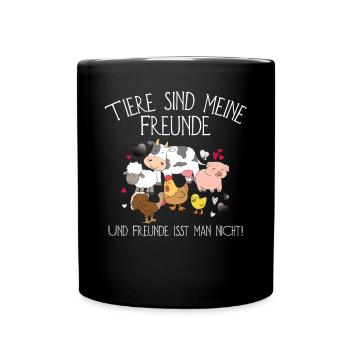 Tiere Freunde Vegan Geschenk Veganer - Tasse einfarbig - Schwarz - Vorne