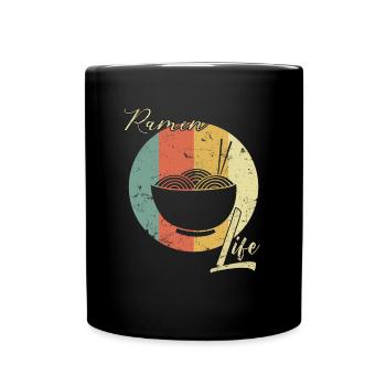 Ramen Life Japanische Nudeln Vintage Retro Style - Tasse einfarbig - Schwarz - Vorne