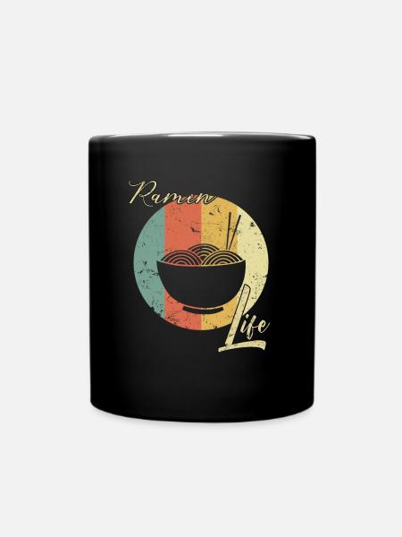 Ramen Life Japanese Noodles Vintage Retro Style - Full Colour Mug - black