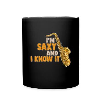 Saxofon - Tasse einfarbig - Schwarz - Vorne