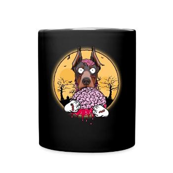 Doberman Pinscher Halloween Zombie Dog Gift - Full Colour Mug - black - Front