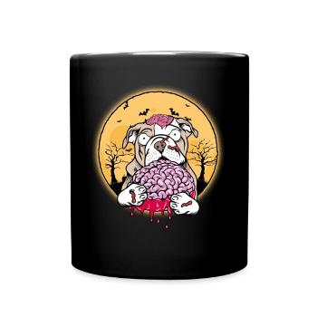 English Bulldog Halloween Zombie Dog Gift - Full Colour Mug - black - Front