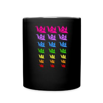 Origami Kranich Papier Falten Bunt Regenbogen - Tasse einfarbig - Schwarz - Vorne