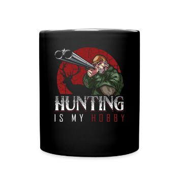 Hirschjagd Jägersmann Jagd Jagen Hirschgeweih Wild - Tasse einfarbig - Schwarz - Vorne