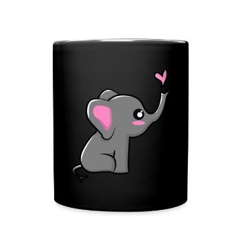 Éléphant avec des coeurs - Mug uni - noir - Devant