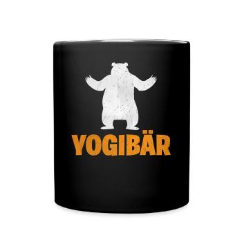 Yogibär Yoga Bär - Tasse einfarbig - Schwarz - Vorne