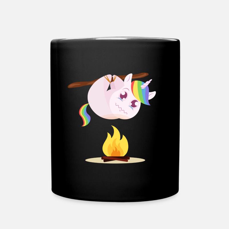 Einhorn Unicorn Grillen Essen Lecker Feuer - Tasse einfarbig - Schwarz