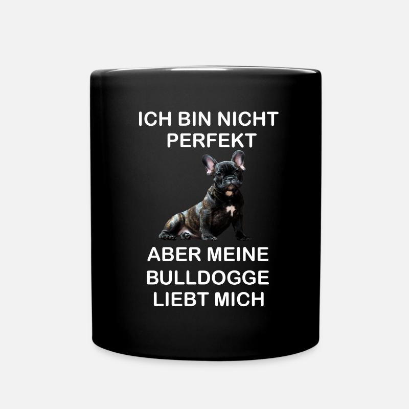 Französische Bulldogge Liebt mich - Tasse einfarbig - Schwarz