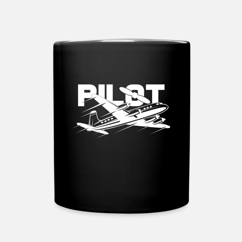 Flugzeug Pilot - Tasse einfarbig - Schwarz