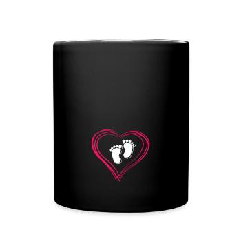 Cadeau de grossesse bébé bébé pieds chemise - Mug uni - noir - Devant
