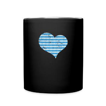 Drapeau bavarois blanc bleu coeur - Mug uni - noir - Devant
