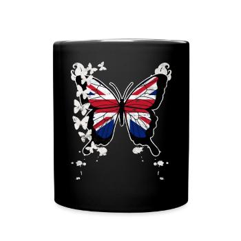 Schmetterling Union Jack - Tasse einfarbig - Schwarz - Vorne