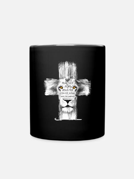 Löwe Jesus Kreuz Judah - Tasse einfarbig - Schwarz