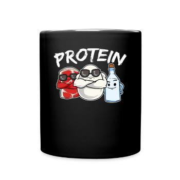 Protein Protein Muscle Building Training Fitness Force - Full Colour Mug - black - Front