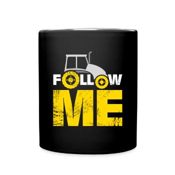 Folge mir Traktor Weihnachtsgeschenk Kinder - Tasse einfarbig - Schwarz - Vorne