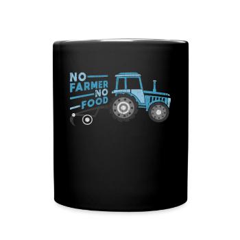No farmer, no food tractor saying gift - Full Colour Mug - black - Front