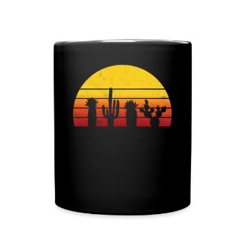Wüste Geschenk Kaktus Sonnenuntergang Urlaub - Tasse einfarbig - Schwarz - Vorne