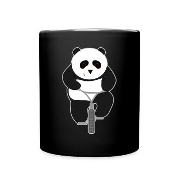 Panda monte un cadeau de vélo - Mug uni - noir - Devant