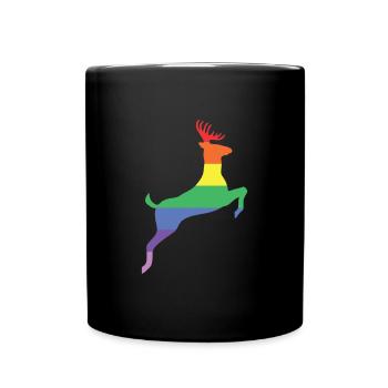 Rainbow Deer Gift Colorful Pride CSD - Full Colour Mug - black - Front