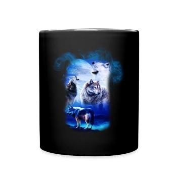 Phantasie Wolf Wölfe - Tasse einfarbig - Schwarz - Vorne