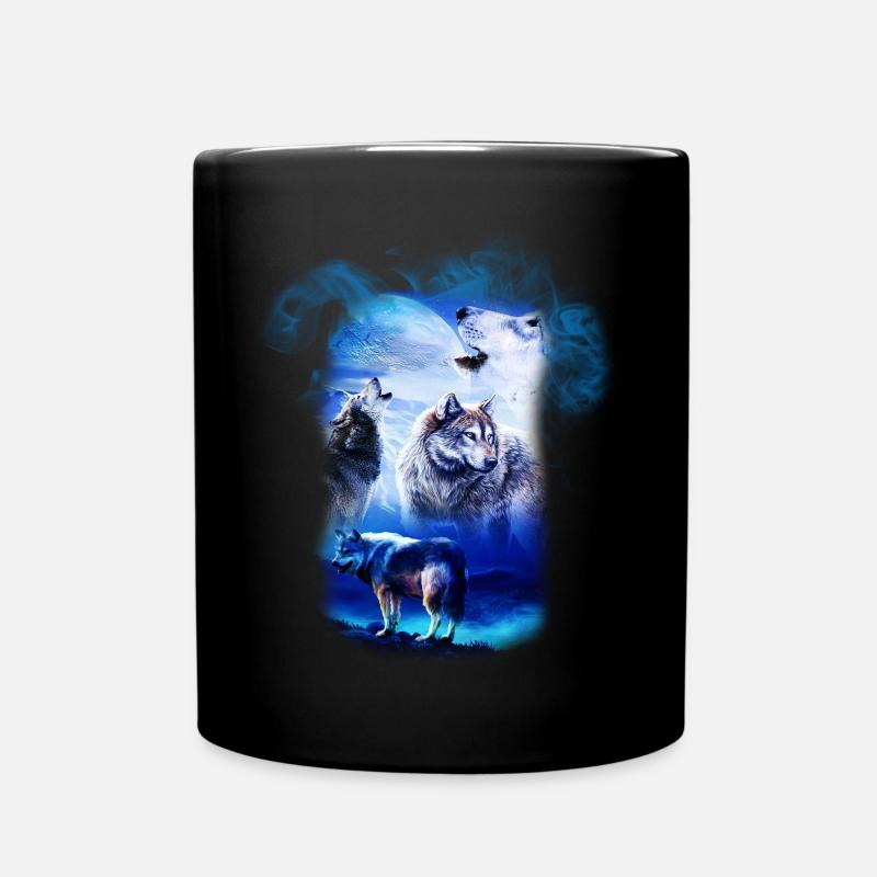 Phantasie Wolf Wölfe - Tasse einfarbig - Schwarz