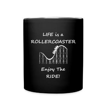 Enjoy Life Lebensfreude Achterbahn - Tasse einfarbig - Schwarz - Vorne