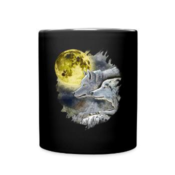 Wolf Fantasy Wölfe Phantasie - Tasse einfarbig - Schwarz - Vorne