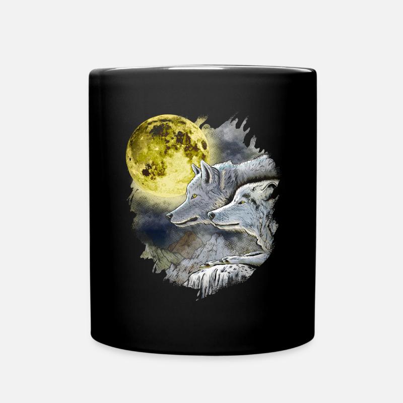 Wolf Fantasy Wölfe Phantasie - Tasse einfarbig - Schwarz