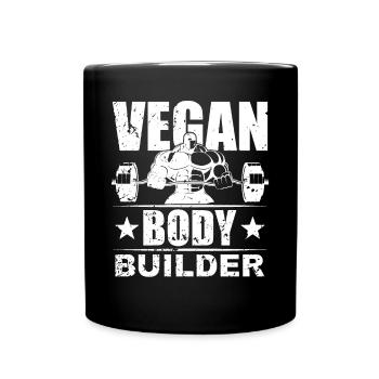 Vegan Bodybuilder Fitness Lifestyle Gym Gift - Full Colour Mug - black - Front