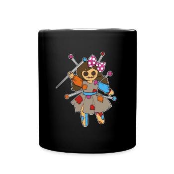 Voodoo Doll Dolly Summon Spell Curse - Full Colour Mug - black - Front