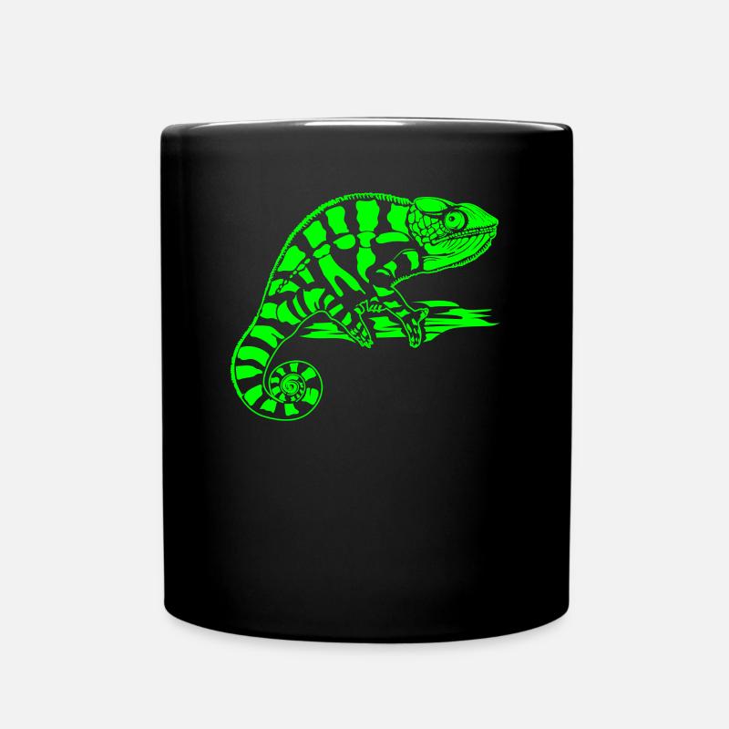 Grünes Chamäleon - Tasse einfarbig - Schwarz