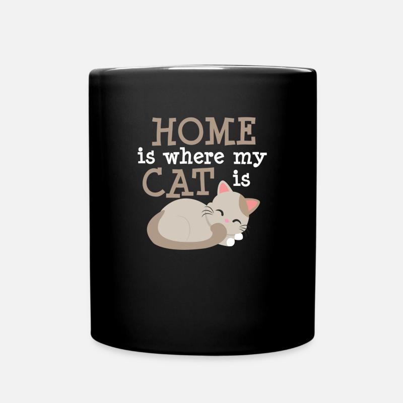 Home is where my cat is - Full Colour Mug - black