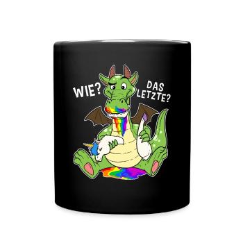 Letztes Einhorn Drache Frühstück Essen Mahl Mittag - Tasse einfarbig - Schwarz - Vorne