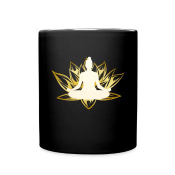 NAMASTE YOGA Lotus Meditation Buddha Lotus Flower - Full Colour Mug - black - Front