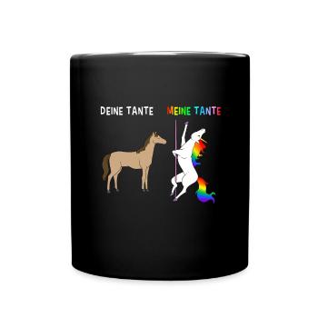 Tante Pole Dance Einhorn Tanz Kunst Stange Podest - Tasse einfarbig - Schwarz - Vorne