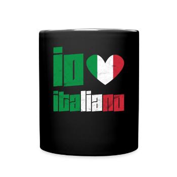 Geschenk Italien Italienisch Herz I love Urlaub - Tasse einfarbig - Schwarz - Vorne
