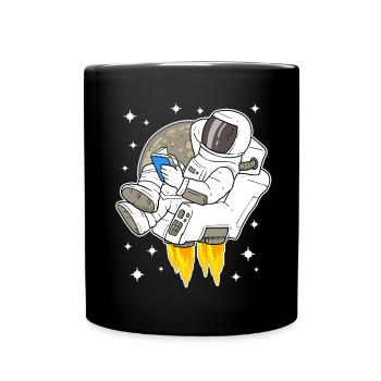 Astronaute, espace, espace, lecture, livre - Mug uni - noir - Devant