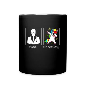 Doctor Psychotherapist Unicorn Gift - Full Colour Mug - black - Front