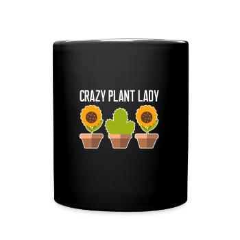 Crazy Plant Lady Gardener Plant Grow Fan - Full Colour Mug - black - Front