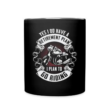 Motorrad Biker Tour Geschenk Cool Mann mit Indura - Tasse einfarbig - Schwarz - Vorne