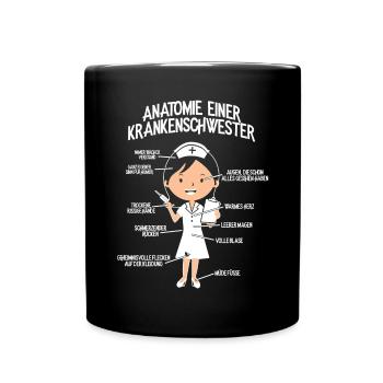 Krankenpflegerin Krankenschwester-Anatom Geschenk - Tasse einfarbig - Schwarz - Vorne